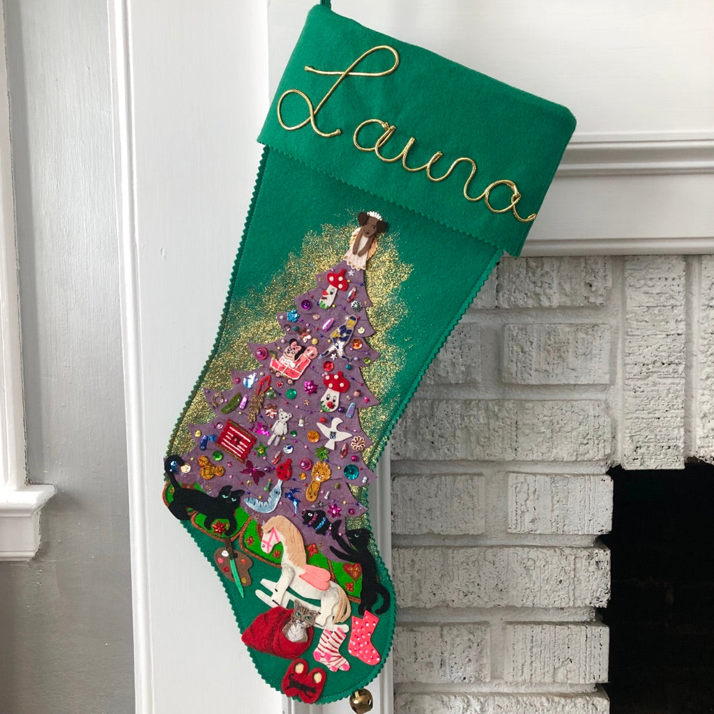 Vintage Felt Christmas Stocking with Horse Handmade and Personalized - The  Junk Parlor