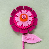 Felt flower with personalized leaf